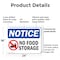 Signmission No Food Storage, 24 in W x Rectangle, Plastic OS-2PACK-NS-P-1824-L-14624 - alternate 3